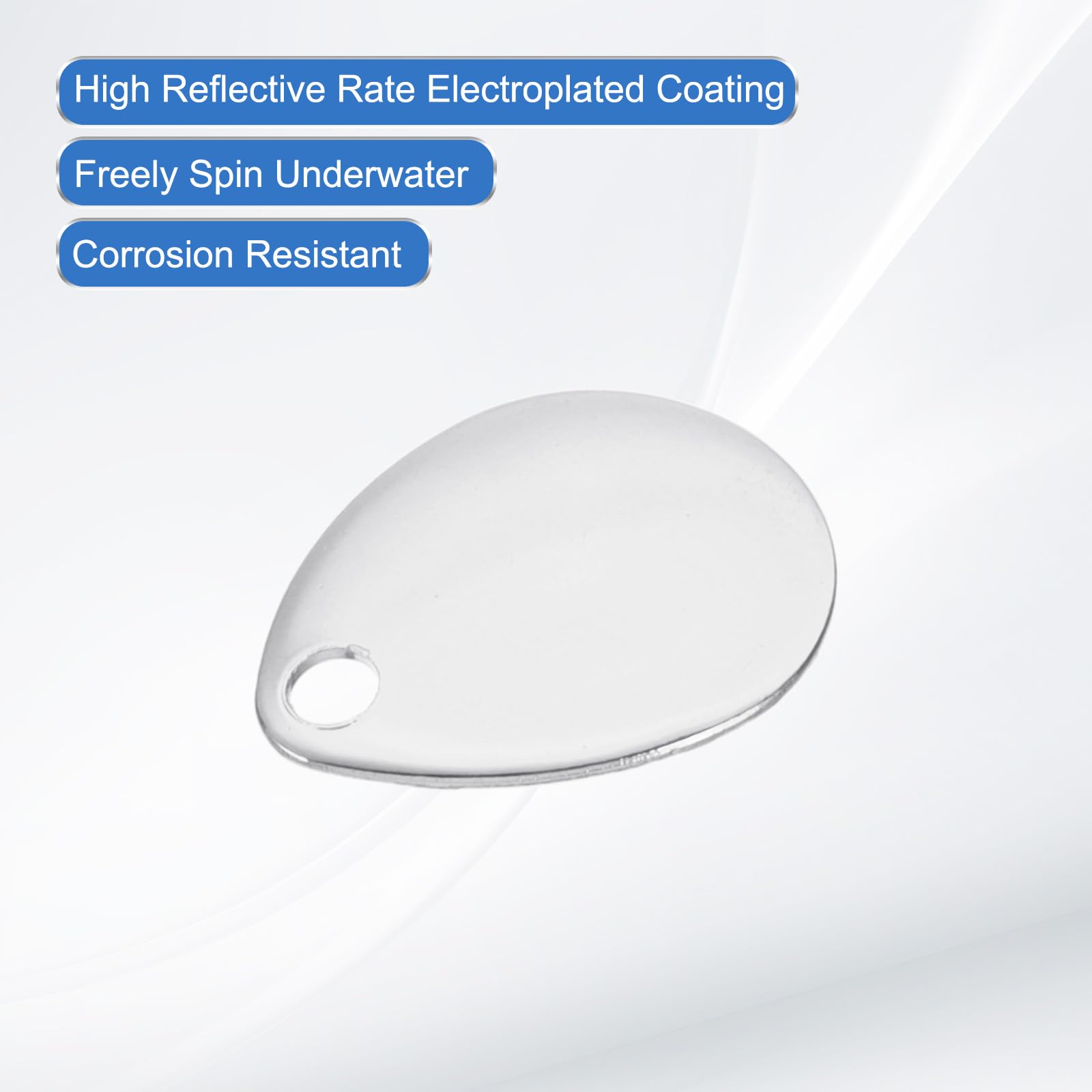 PATIKIL lure blade in silver demonstrating rapid rotation and water flash.