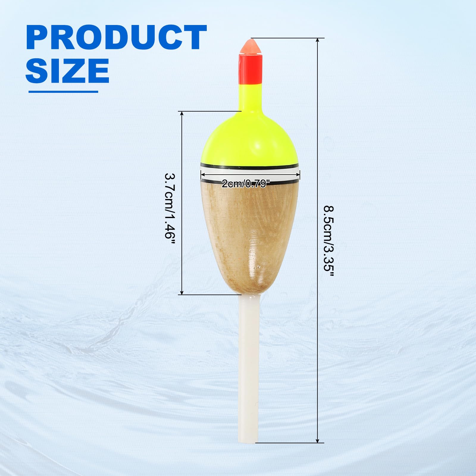 PATIKIL oval bobber shows depth and bite with 3.35in length