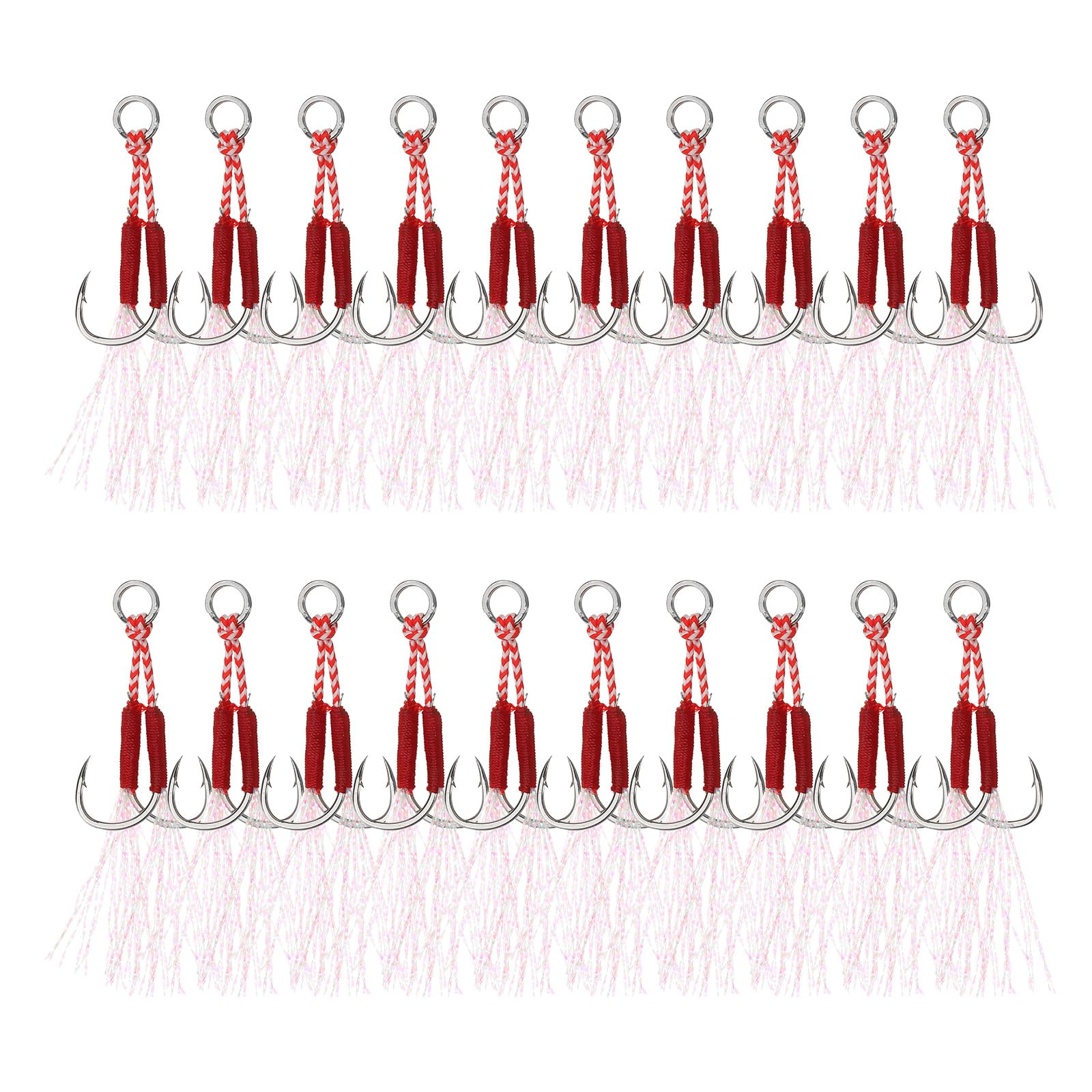 PATIKIL packaging of 20-pcs double fishing hooks, ready for easy lure setup.