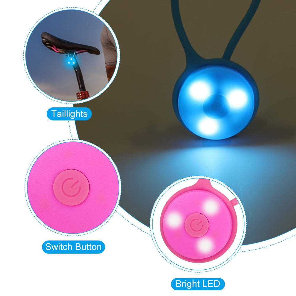PATIKIL pink silicone rope light on backpack attachment shows secure hands-free safety.