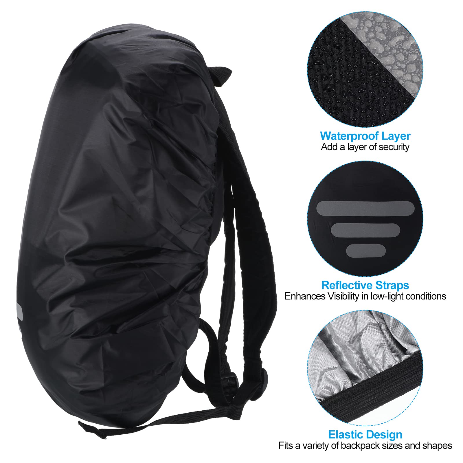 PATIKIL rain cover on backpack showing silver-lined interior provides reliable rain protection