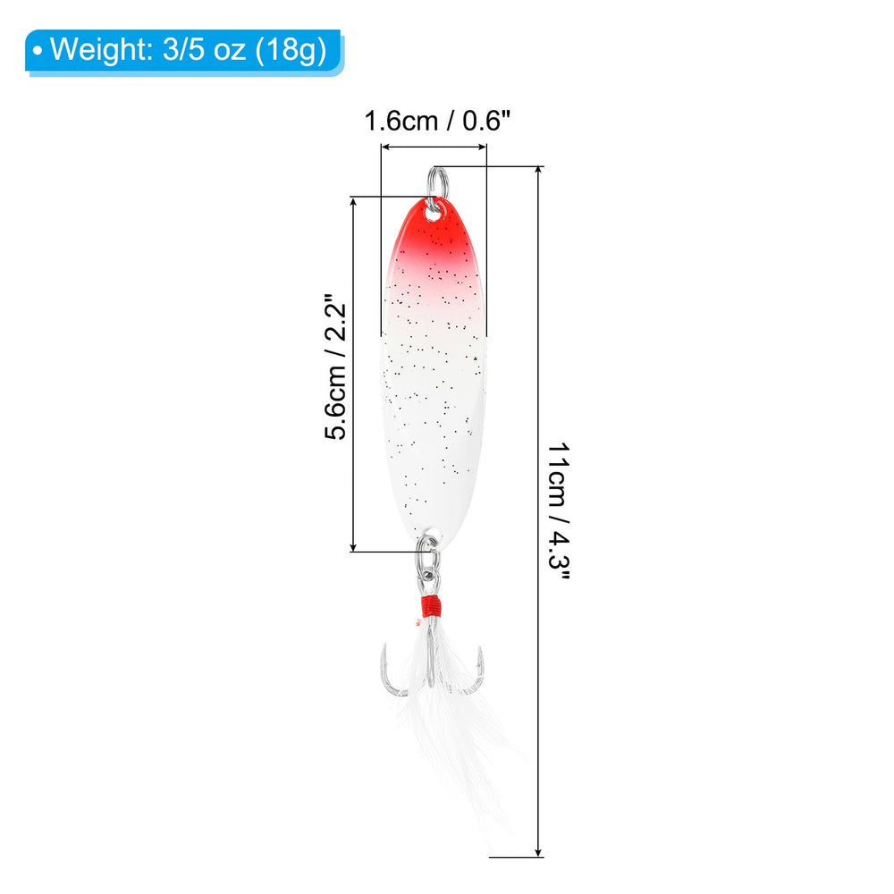 PATIKIL red-white spoon, side angle, balanced weight for long casts.