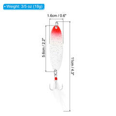 PATIKIL red-white spoon, side angle, balanced weight for long casts.