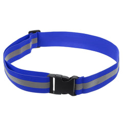 PATIKIL reflective belt blue worn on the chest for enhanced nighttime visibility.