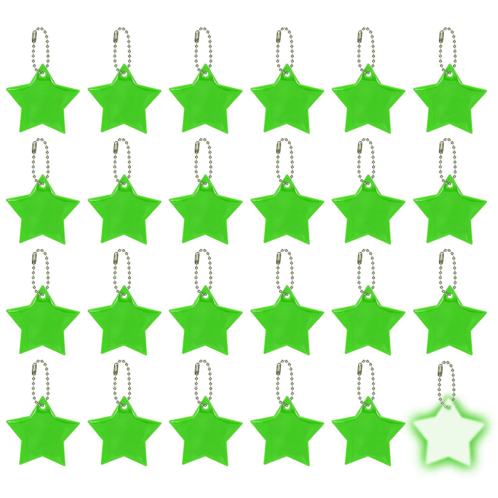 PATIKIL reflective keychain pentagram pendant on green, boosts night visibility for backpacks.
