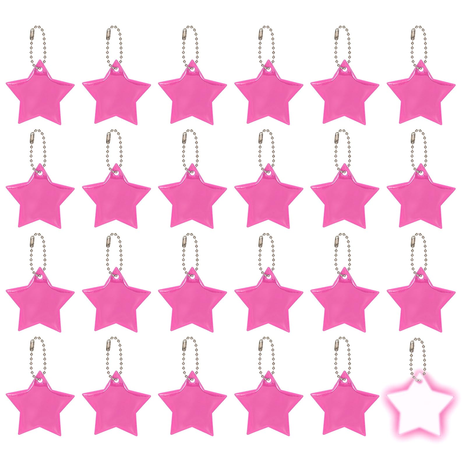 PATIKIL reflective keychain pink pentagram pendant on a backpack for high visibility