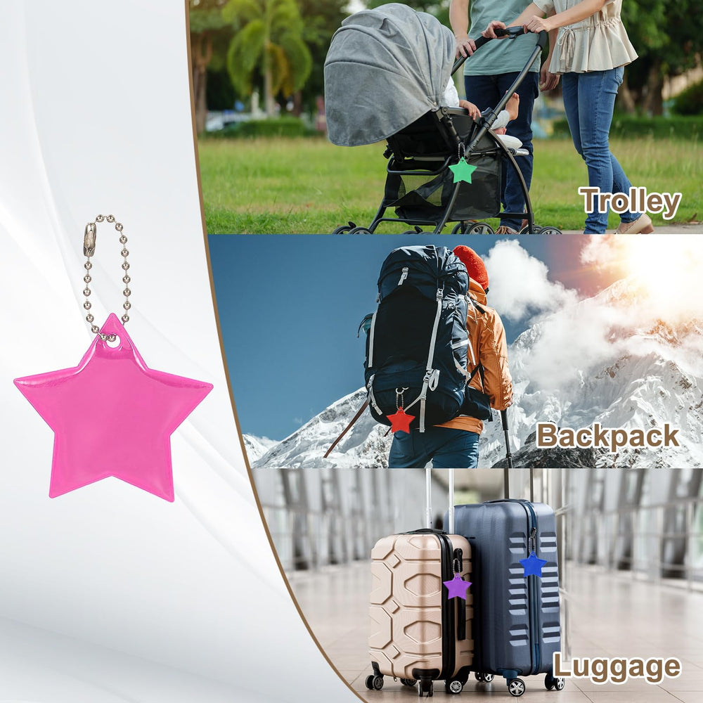 PATIKIL pink pentagram keychain used as a zipper pull on clothing