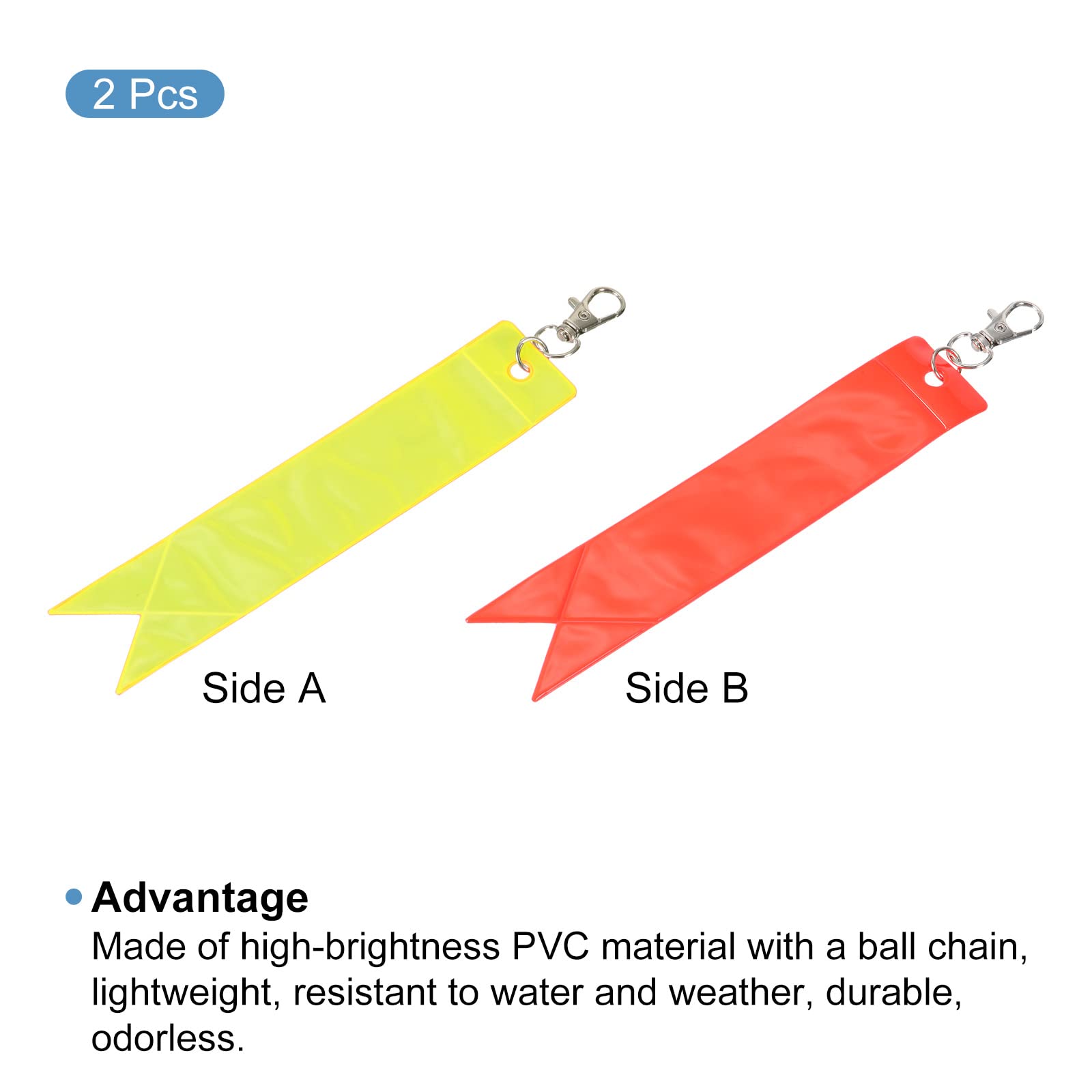 PATIKIL PVC reflector keychain close-up, showcasing durable material and bright surface.