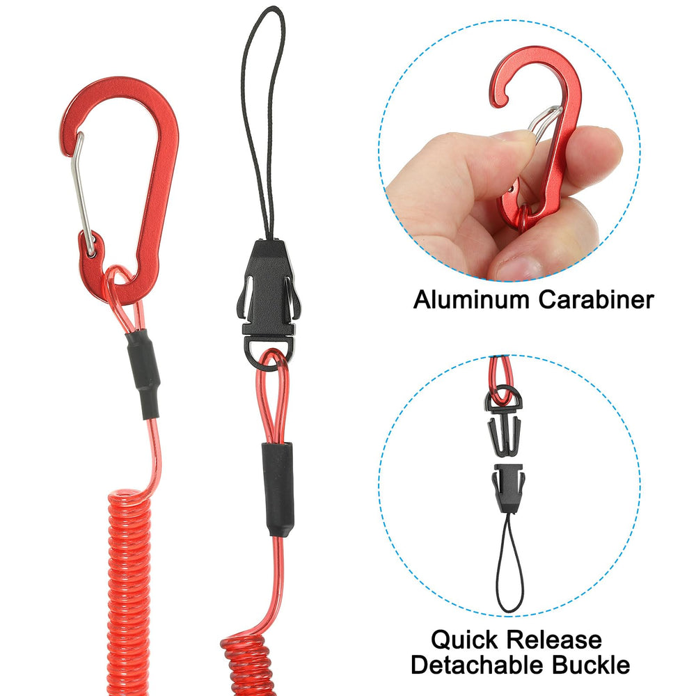 PATIKIL retractable coil strap black with clip, durable lanyard for fishing and camping.