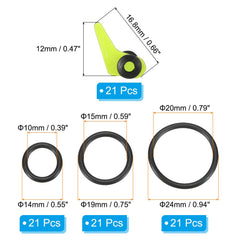 PATIKIL hook keeper shown with three rubber ring sizes for secure fit.