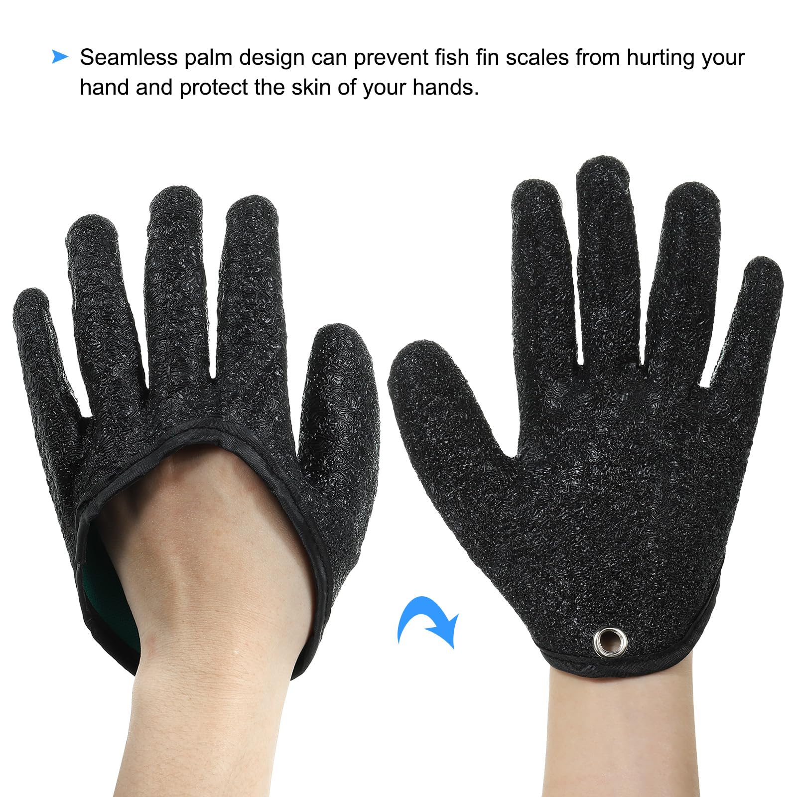 PATIKIL seamless palm design protects skin during fish handling