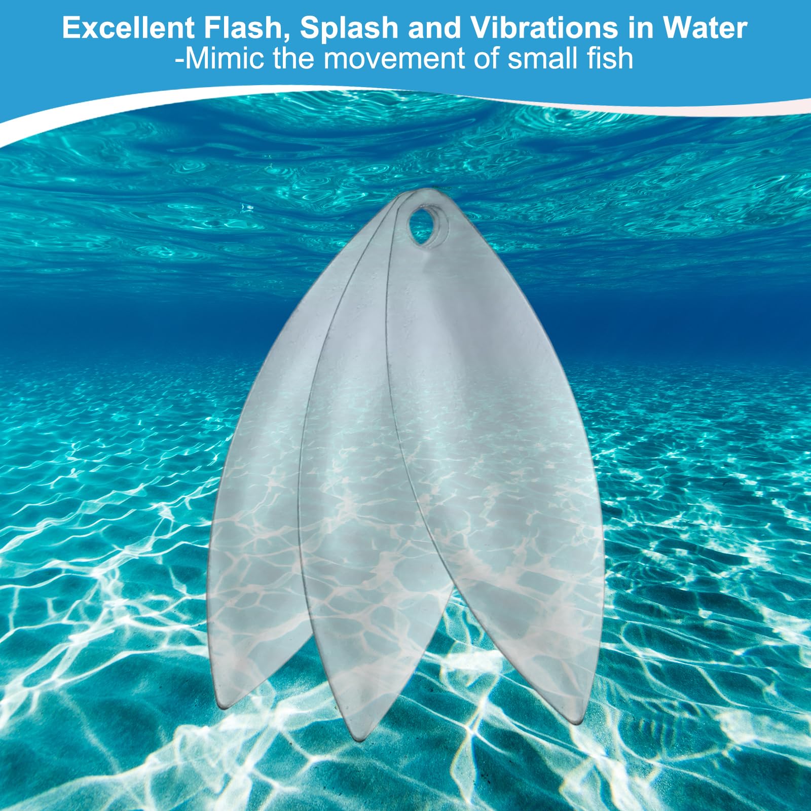 PATIKIL silver-tone blades in pack emphasize visibility for freshwater and saltwater fishing.