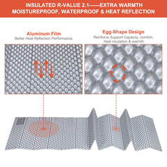 PATIKIL sleeping pad aluminum-back layer reflects heat for warmth outdoors.
