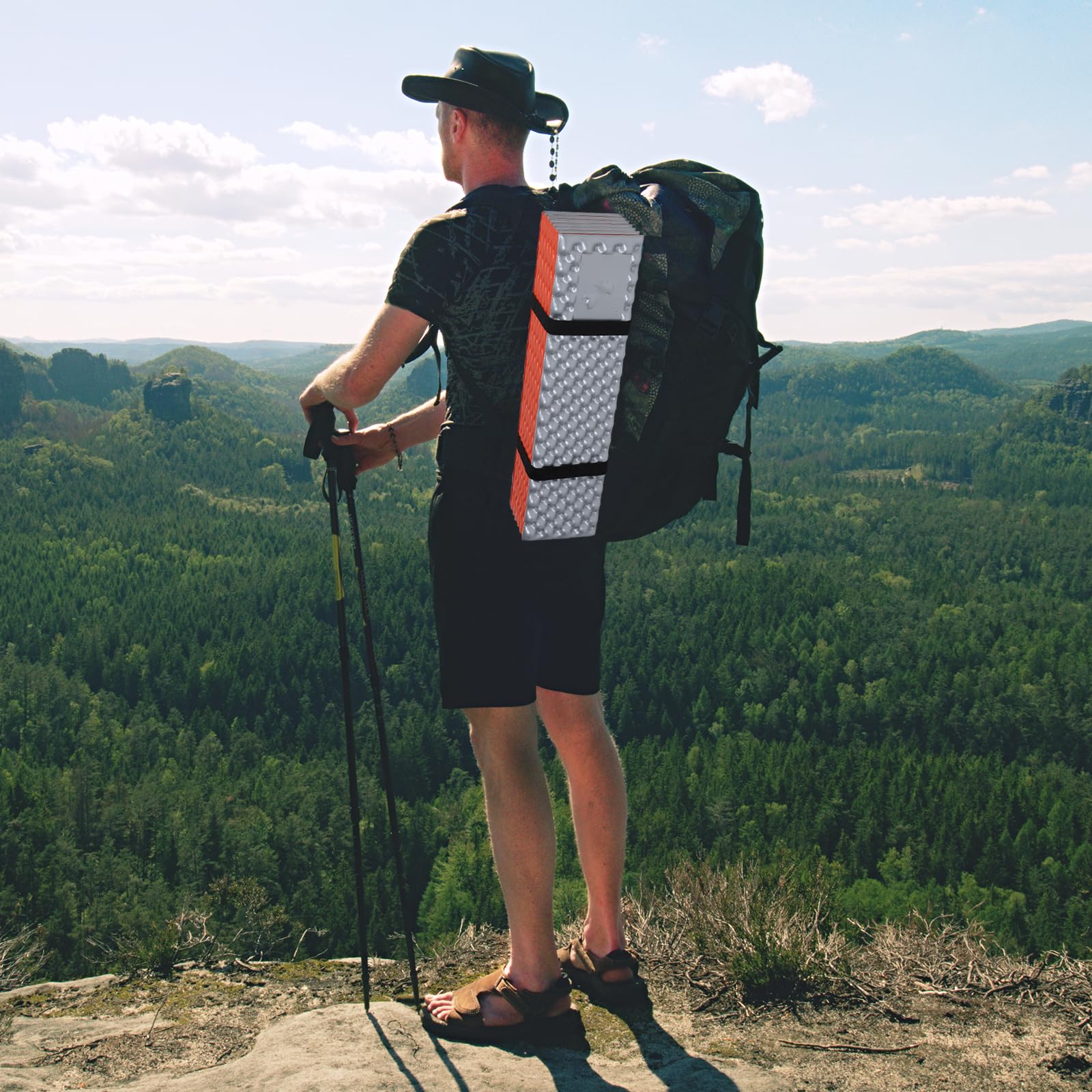 PATIKIL sleeping pad bright orange color enhances campsite visibility.