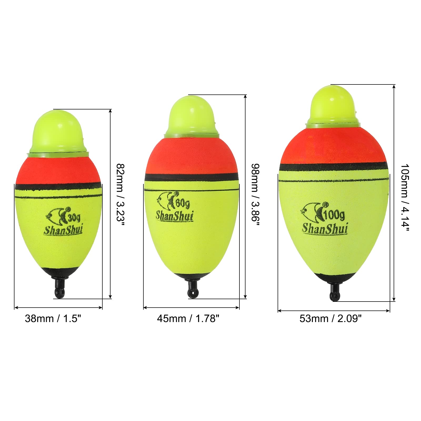 Night fishing slip bobber with green glow and red bite indicator
