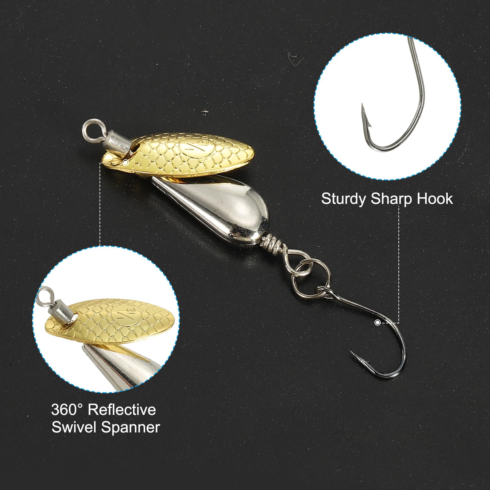 PATIKIL fishing lures spinnerbait set for saltwater and freshwater versatility.