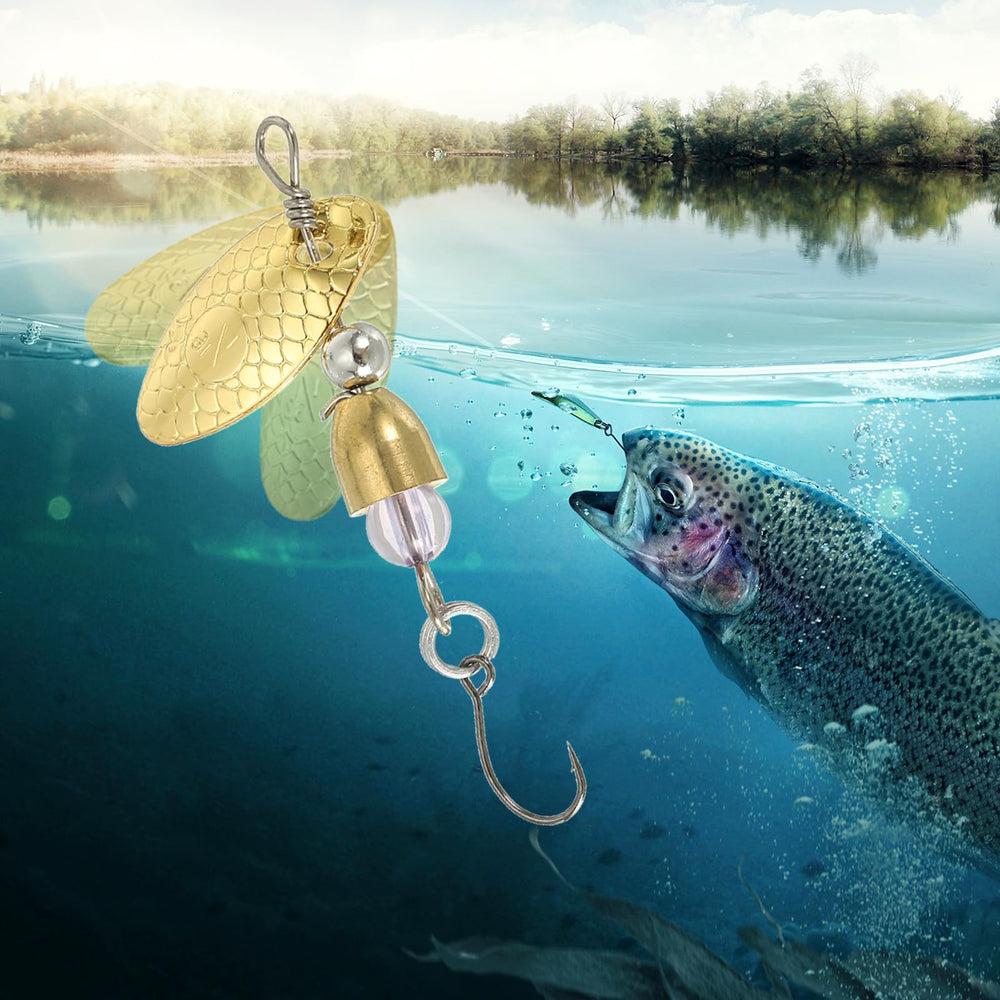PATIKIL spinnerbait gold-tone size guide visual helps estimate the 50 mm length.