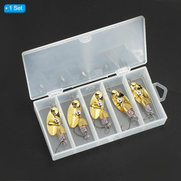 PATIKIL spinnerbait gold-tone five-pack display shows a versatile lure set for different waters.