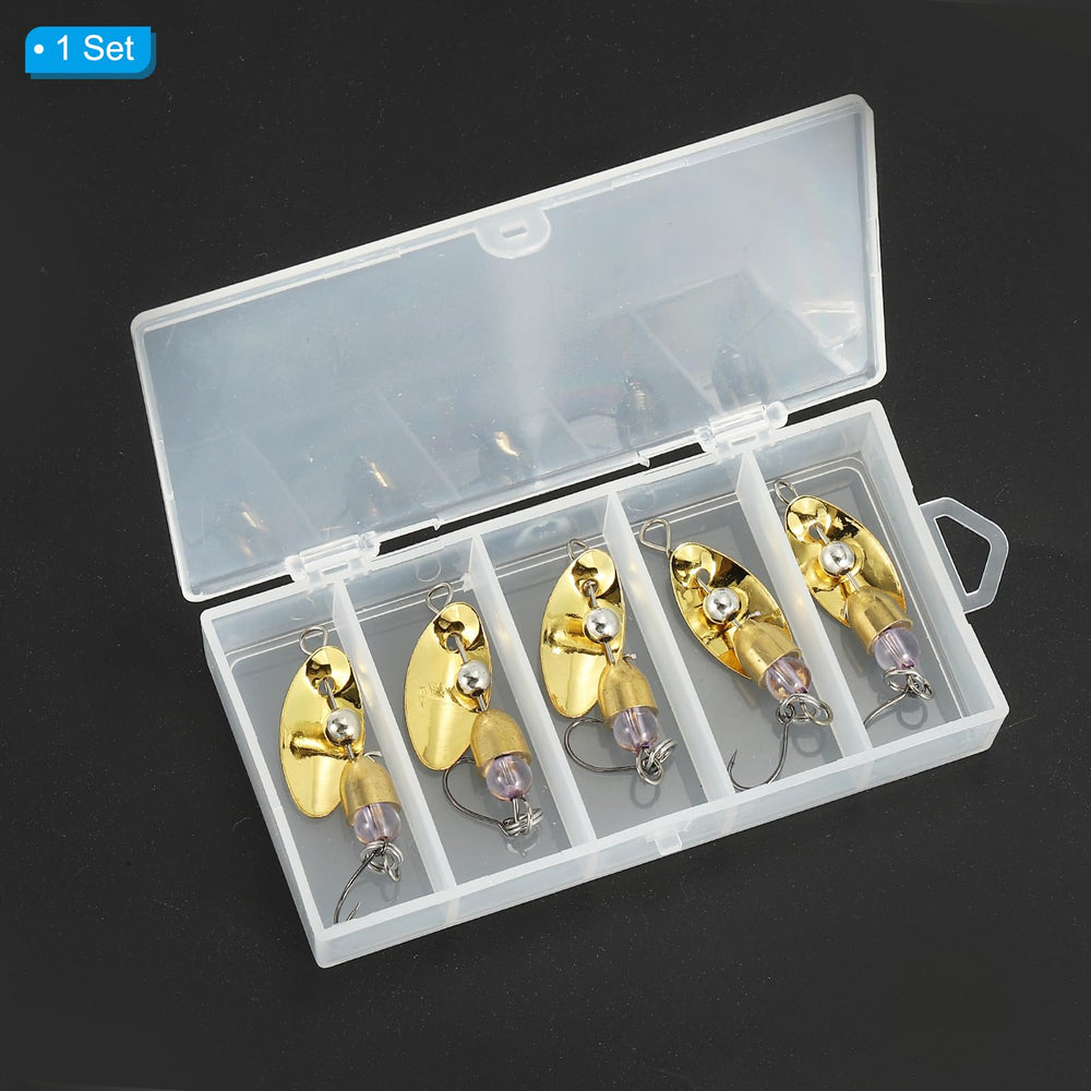 PATIKIL spinnerbait gold-tone five-pack display shows a versatile lure set for different waters.