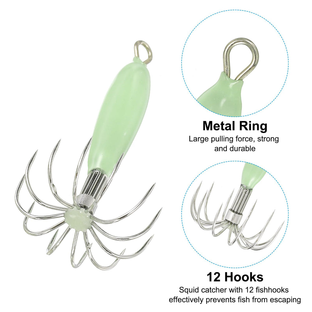 PATIKIL squid jig hooks with 12 needles closeup highlights sturdy design