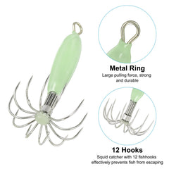 PATIKIL squid jig hooks with 12 needles closeup highlights sturdy design