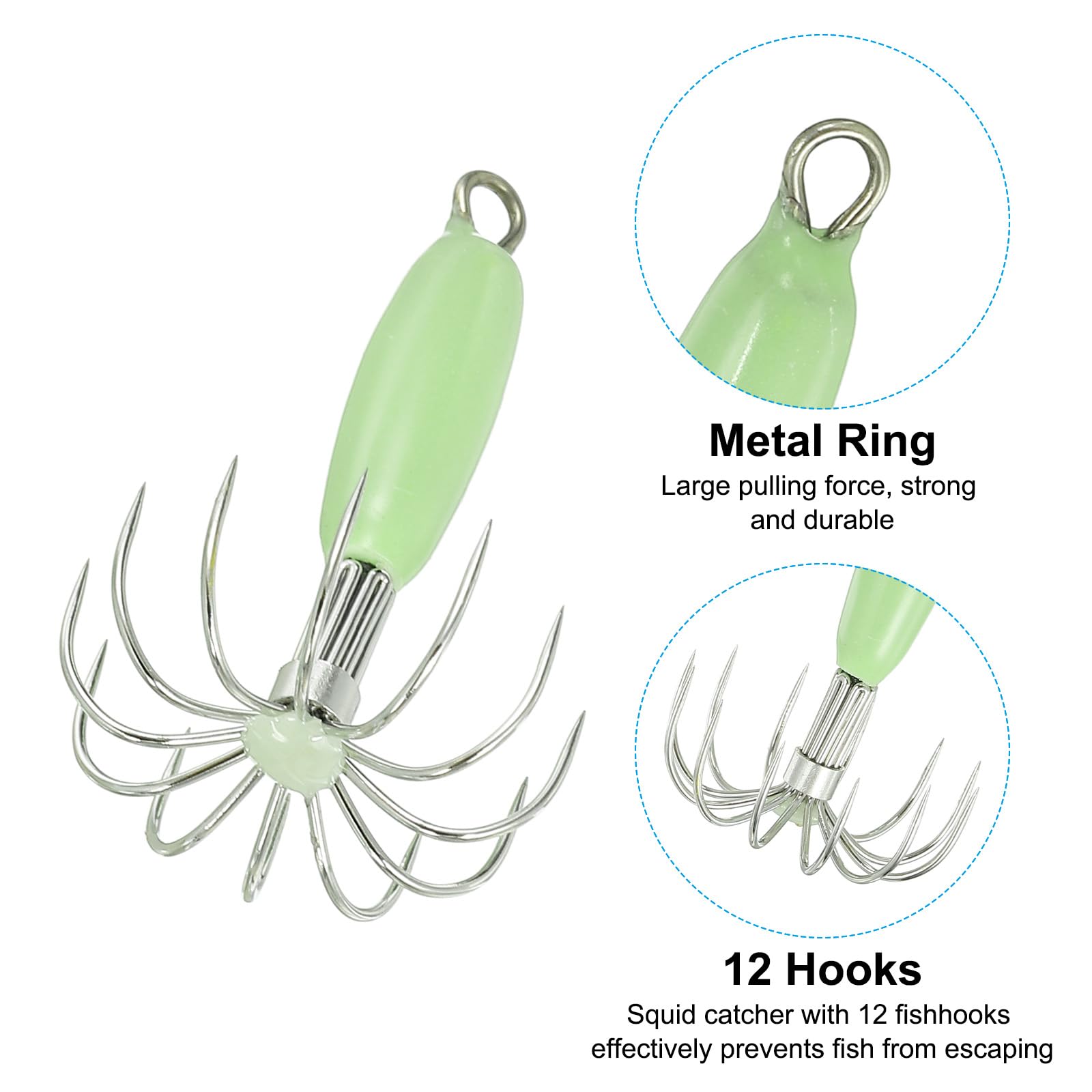 PATIKIL squid jig close-up showing 12 needles for versatile setup and tackle