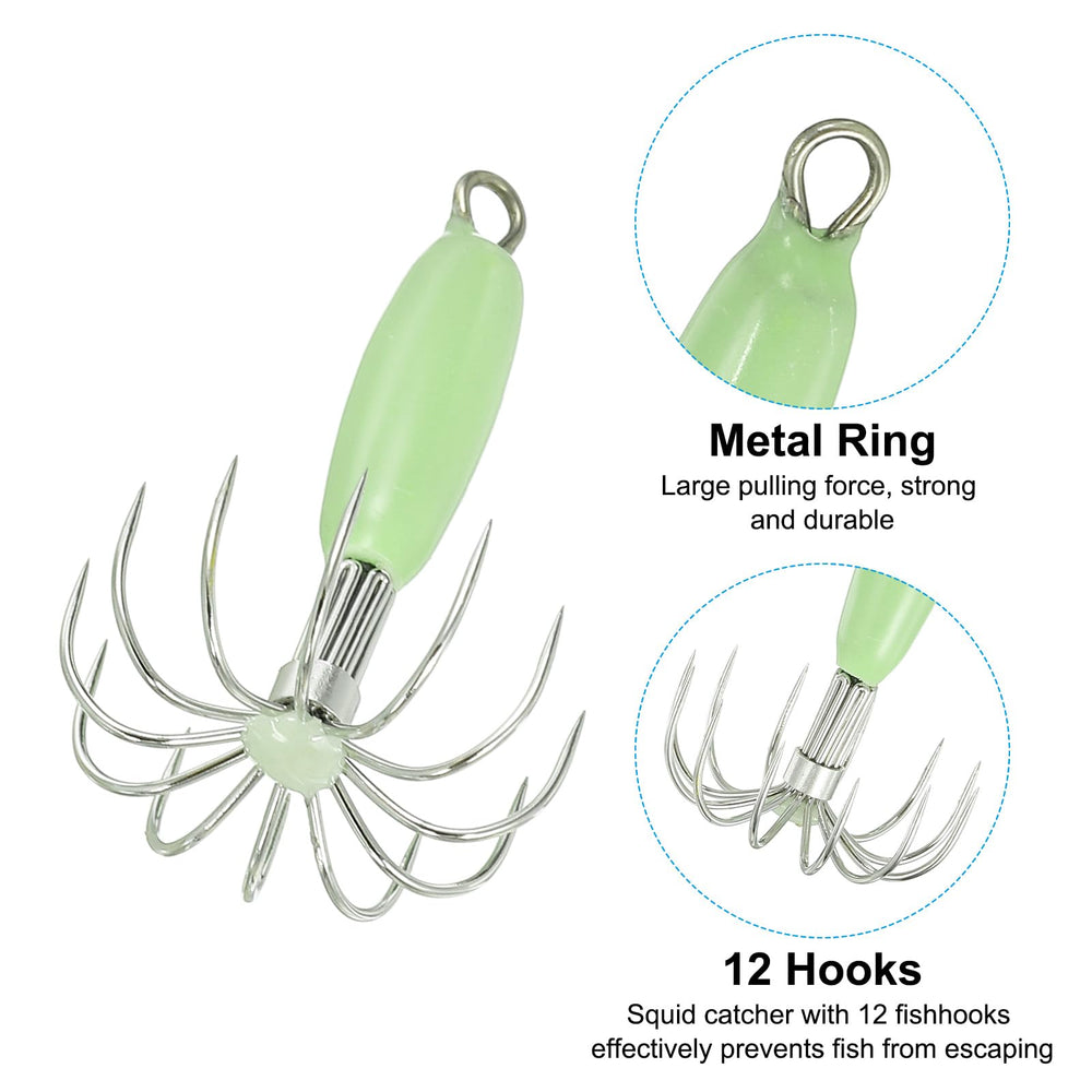 PATIKIL squid jig close-up showing 12 needles for versatile setup and tackle