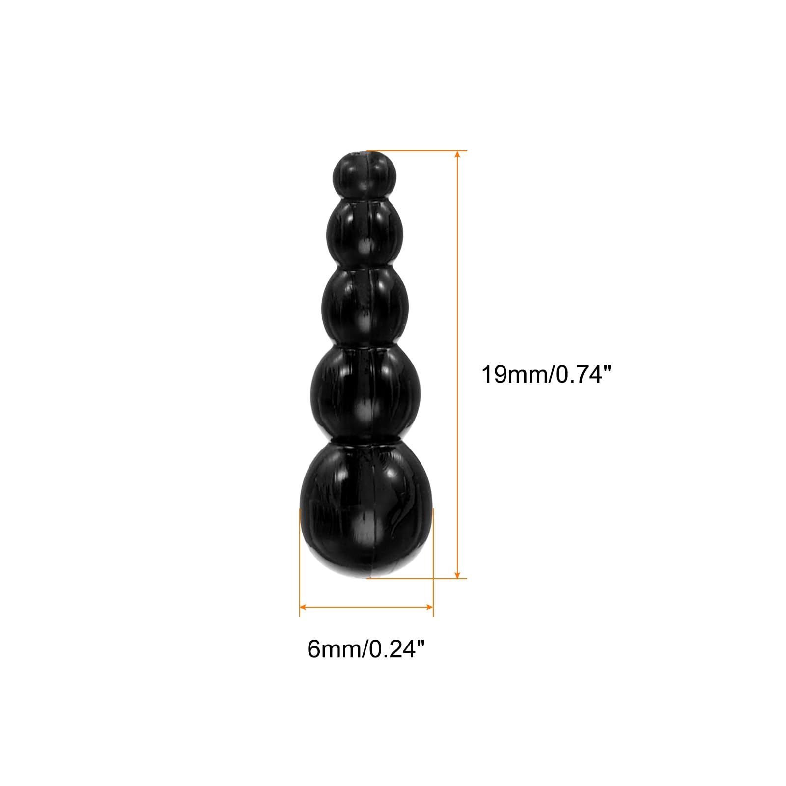Close-up of black stacked fishing beads showing smooth hole