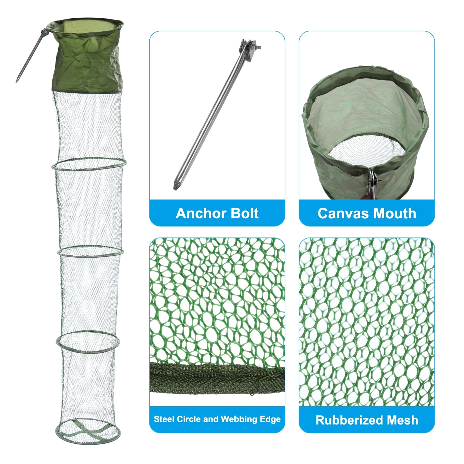 PATIKIL stainless steel anchor bolt fixes net underwater securely.