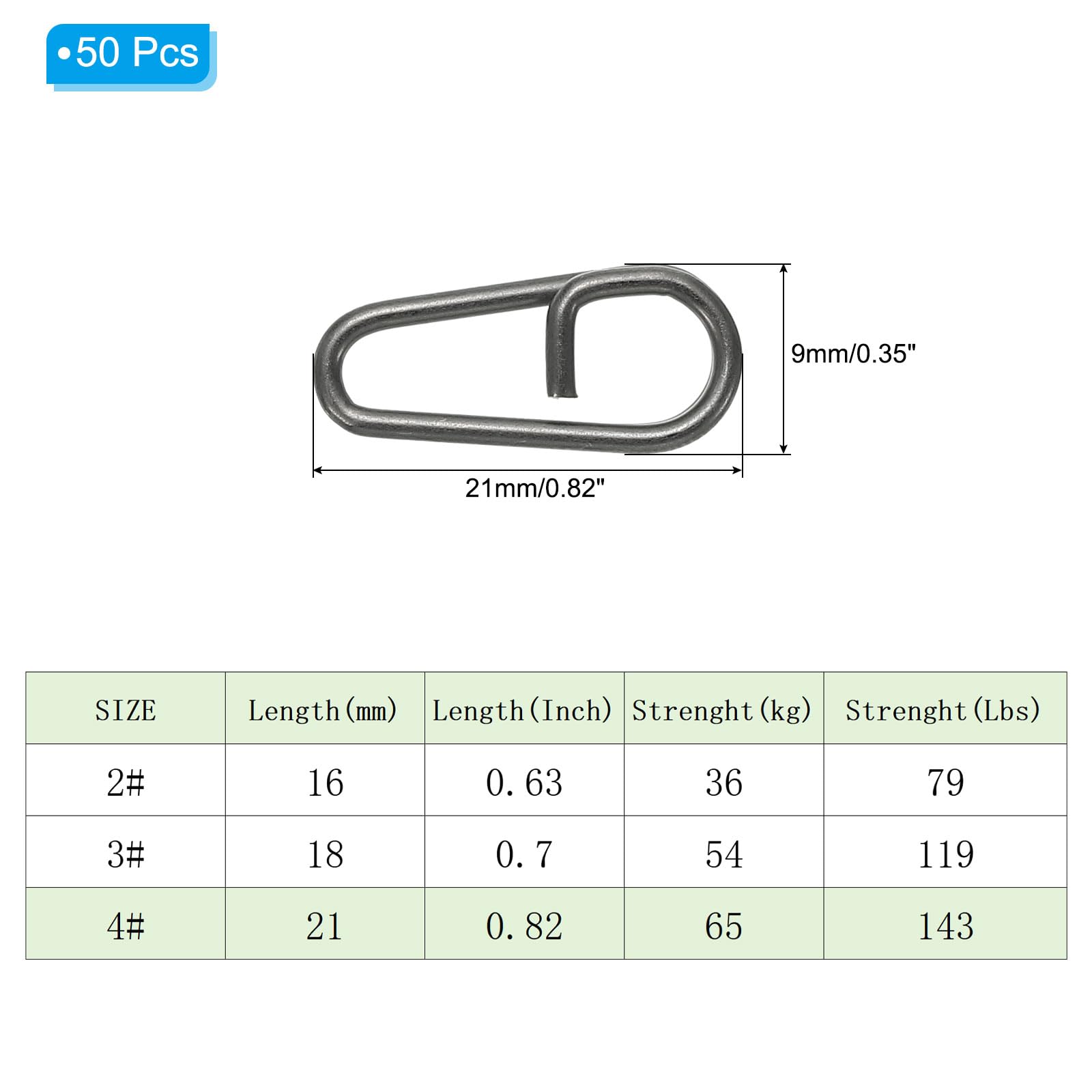PATIKIL stainless steel fishing snaps resist rust for saltwater and freshwater.