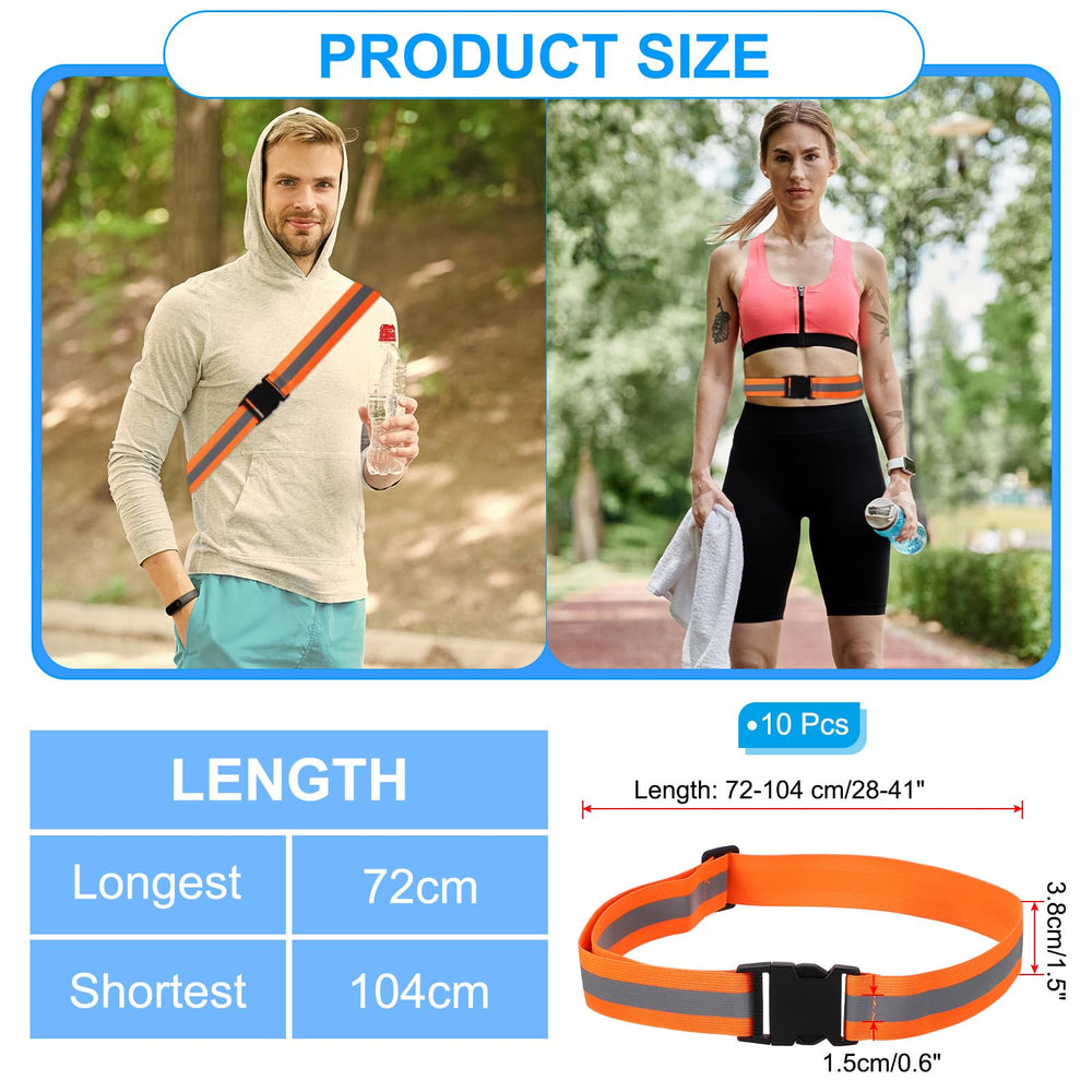 PATIKIL stretchy polyester belt with high-visibility reflective strip for day and night visibility.