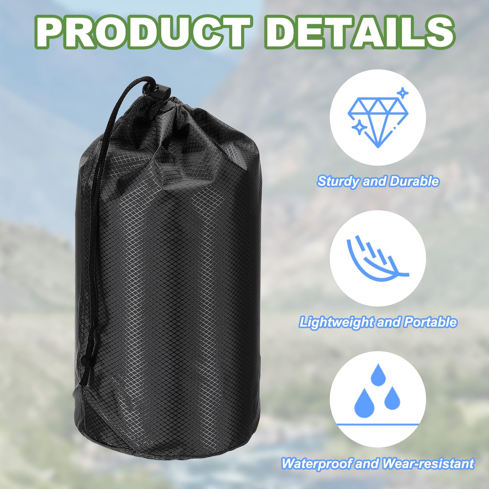 PATIKIL Stuff Sack large round-bottom design supports stable packing on the go.