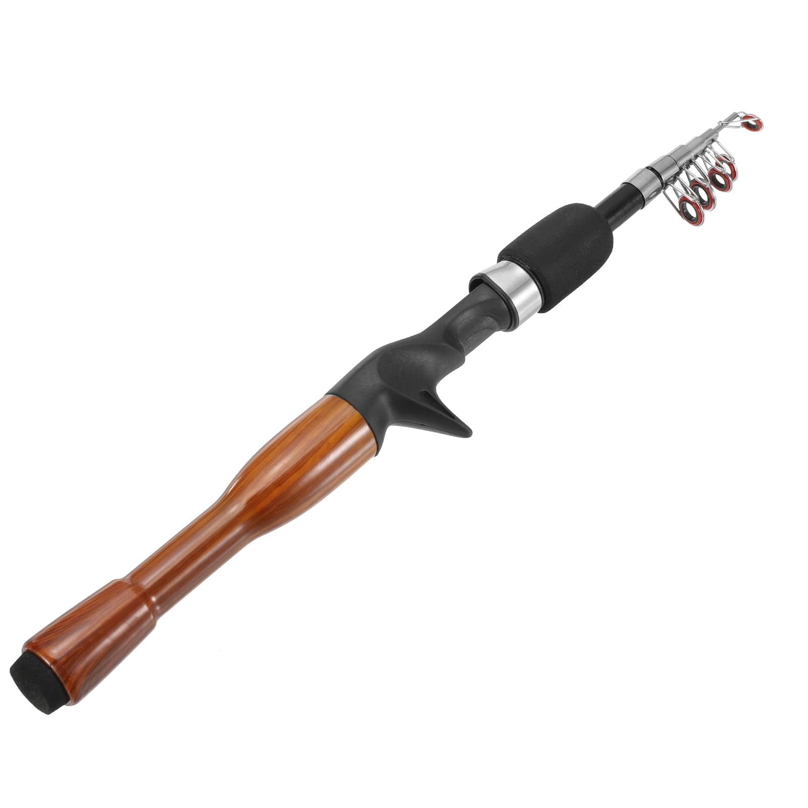 PATIKIL telescopic fishing rod extended for travel-friendly length and versatile use.