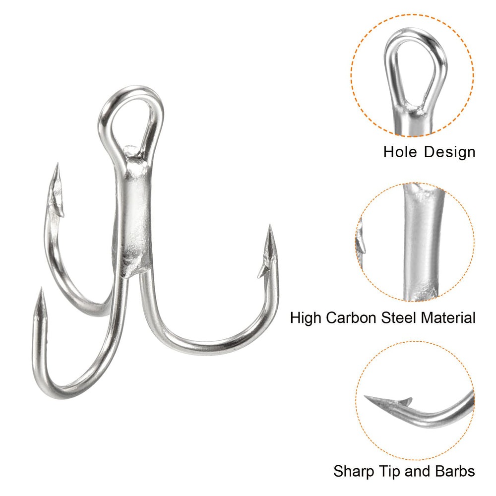 PATIKIL three-barb treble hooks provide stronger hook retention.