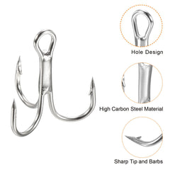 PATIKIL three-barb treble hooks provide stronger hook retention.