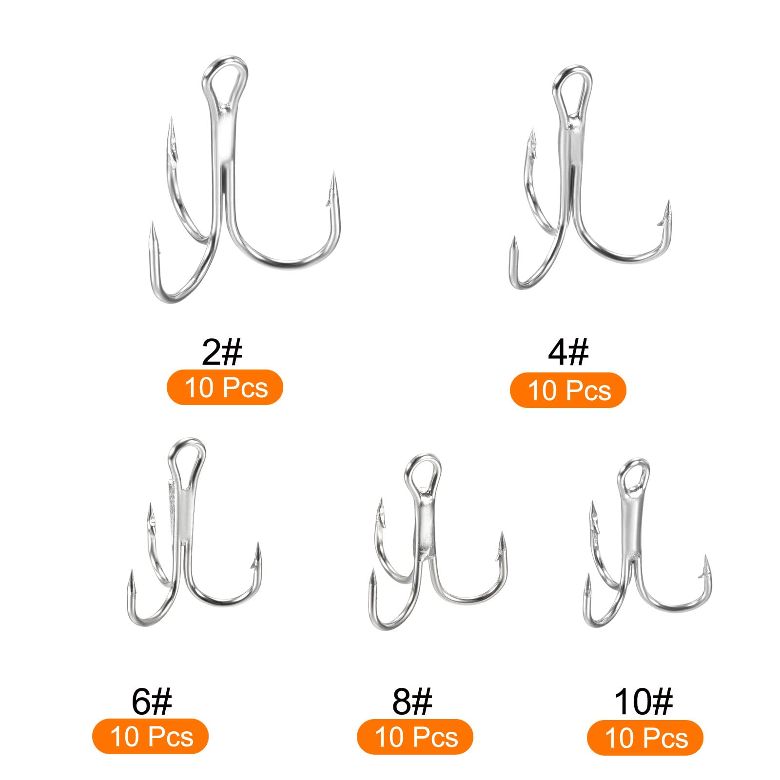PATIKIL treble hooks hole top detail for easy line tying.