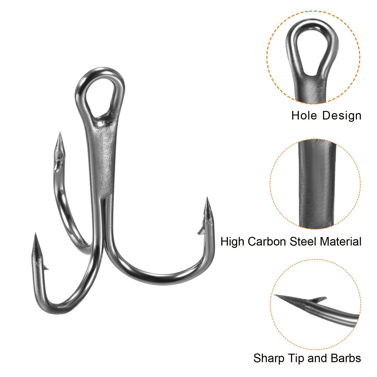 PATIKIL treble hooks size1 close-up showing round bend for versatile use.