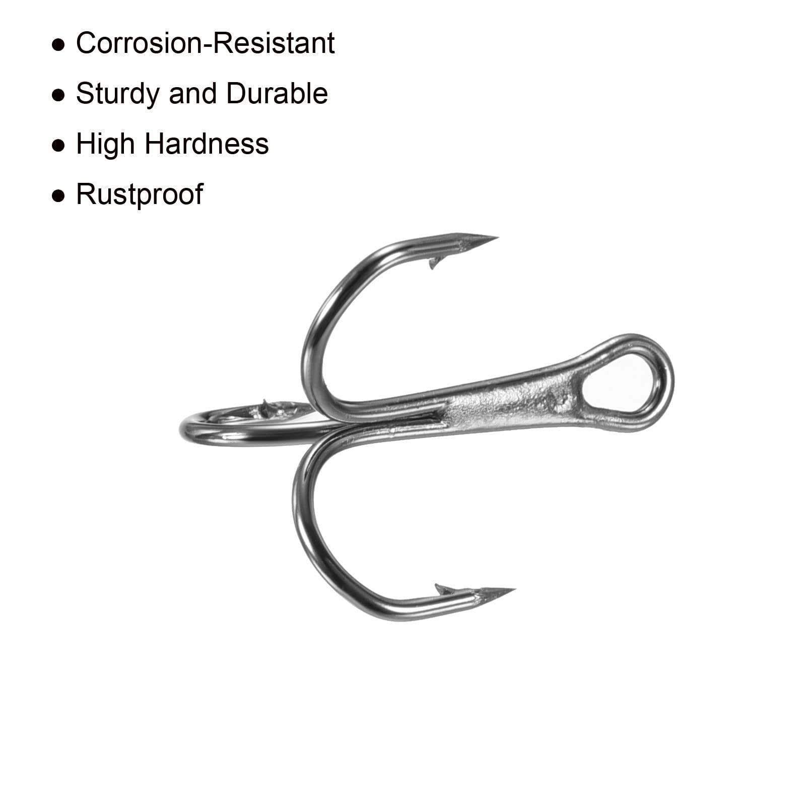 PATIKIL treble hooks size10-0 close-up for saltwater and freshwater versatility.