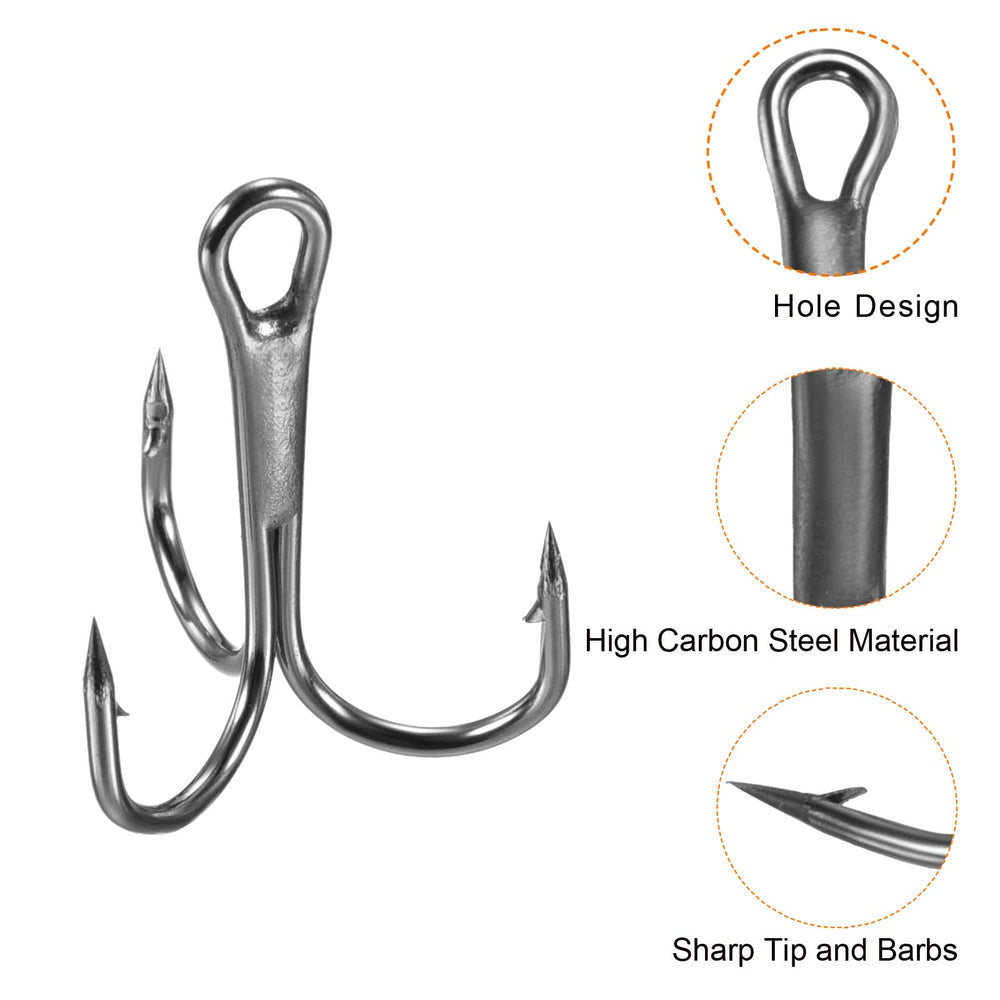 PATIKIL treble hooks size1 close-up showing round bend for versatile use.