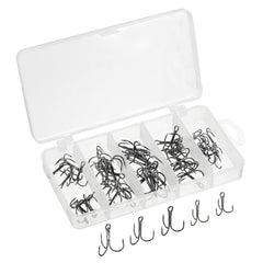 PATIKIL treble hooks size6 close-up with triple barbs for secure hookups.
