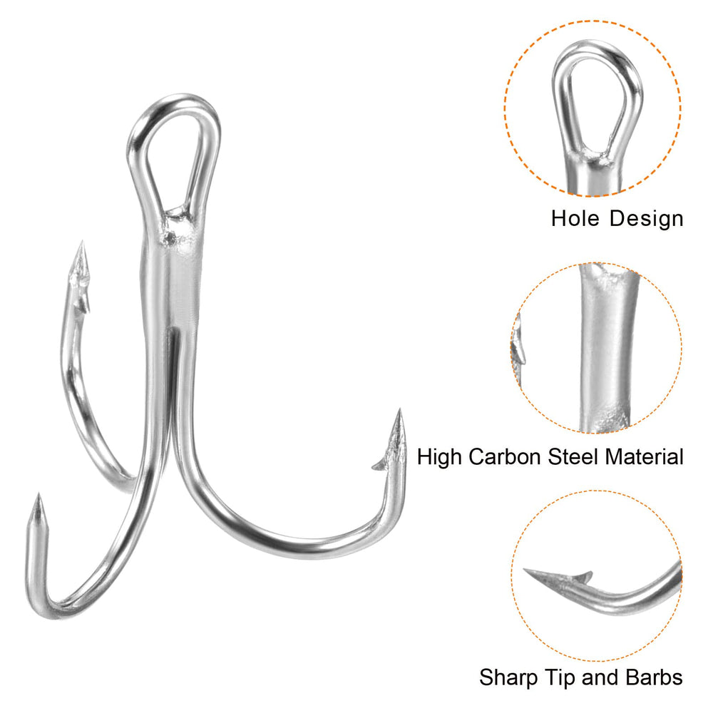 PATIKIL treble hooks kit top-hole for easy line tying.