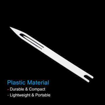 PATIKIL white net repair kit shows compact 16.1 x 1.2 cm needles.