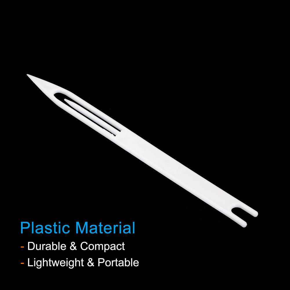 PATIKIL white net repair kit shows compact 16.1 x 1.2 cm needles.