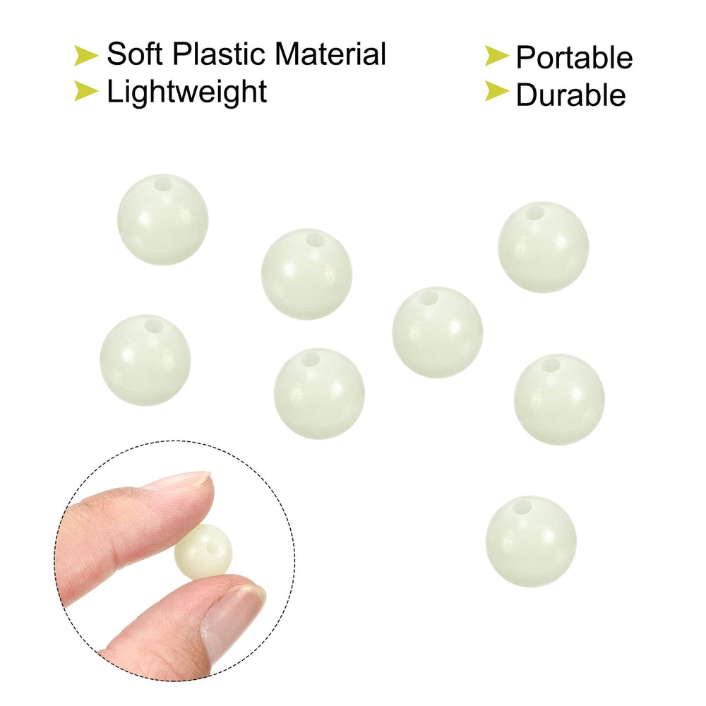 PATIKIL white round glow beads shown in clear display