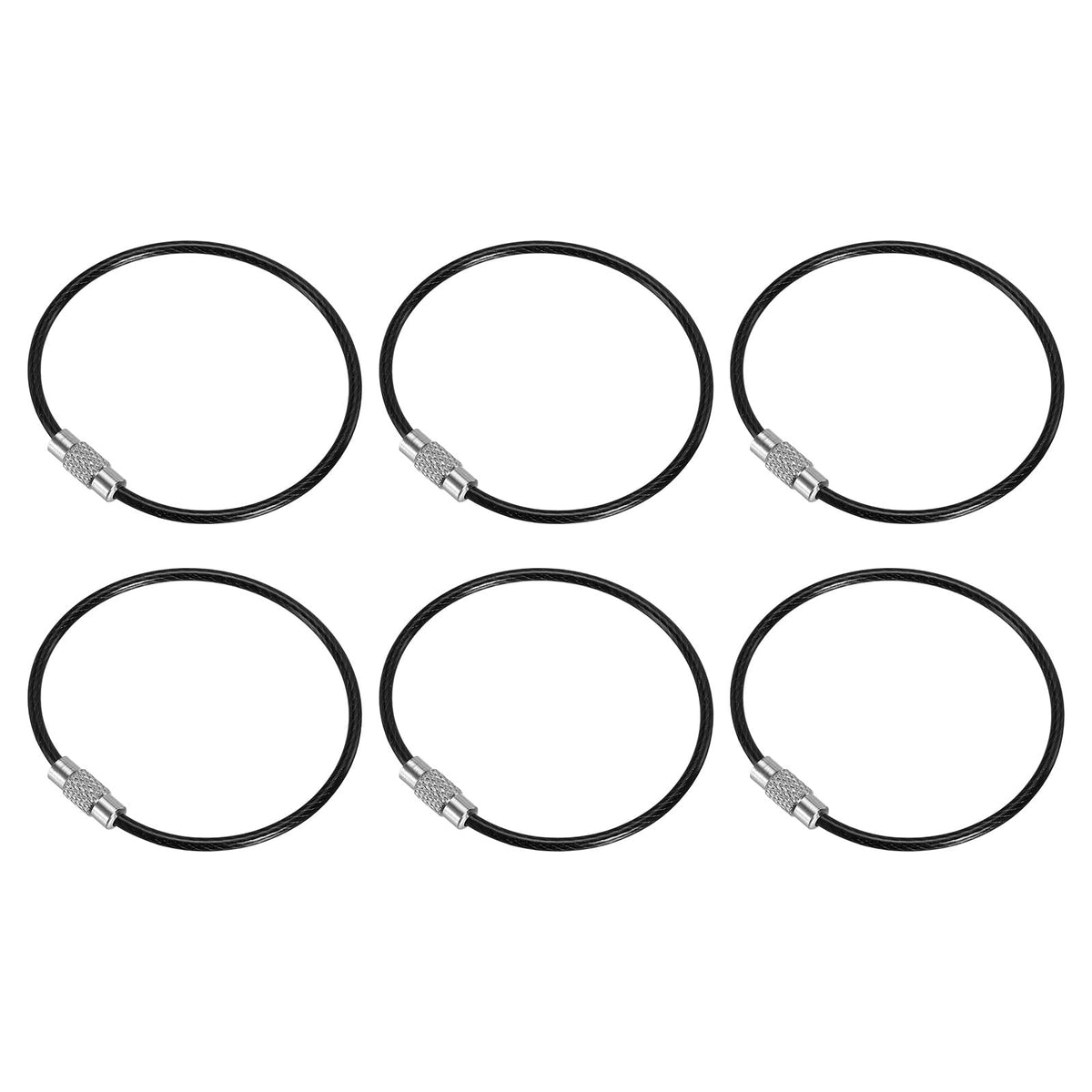 PATIKIL wire keychain cable black 150mm length for secure key carry