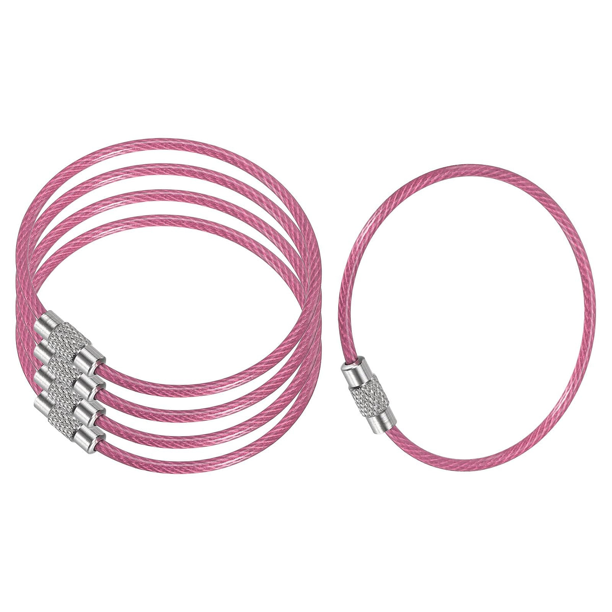 PATIKIL pink wire keychain cable 150mm length ready for keys and small tools