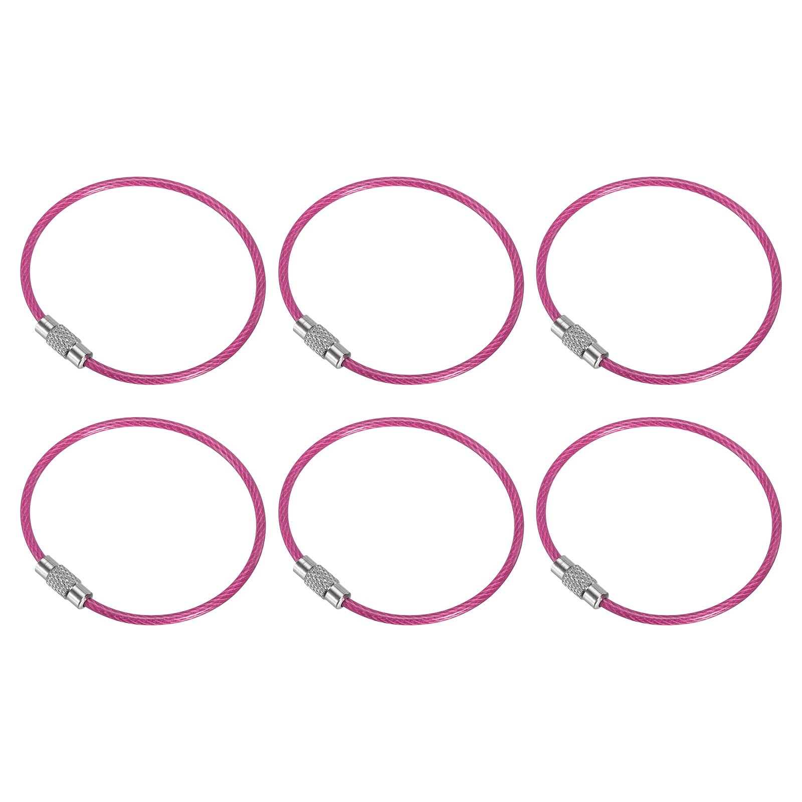 PATIKIL pink wire keychain 6-pack ready for easy key organization.