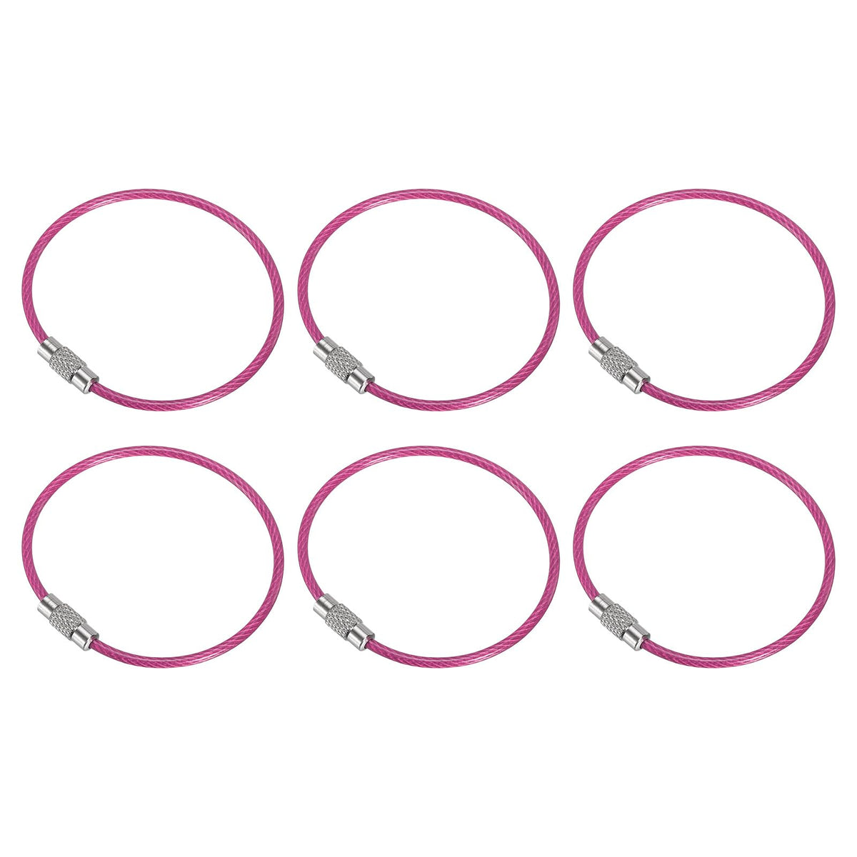 PATIKIL pink wire keychain 6-pack ready for easy key organization.