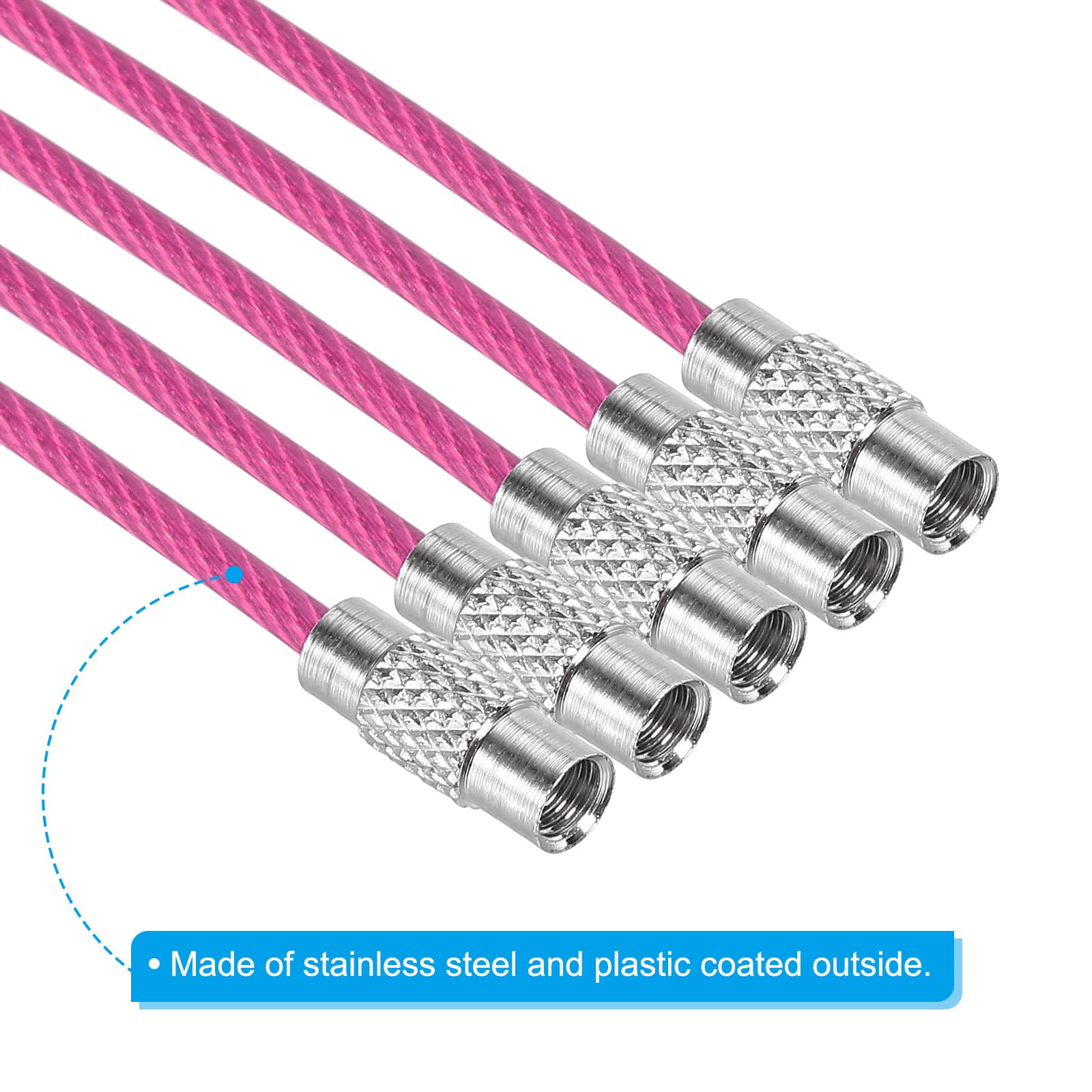 PATIKIL pink wire keychain holding a luggage tag for easy access.