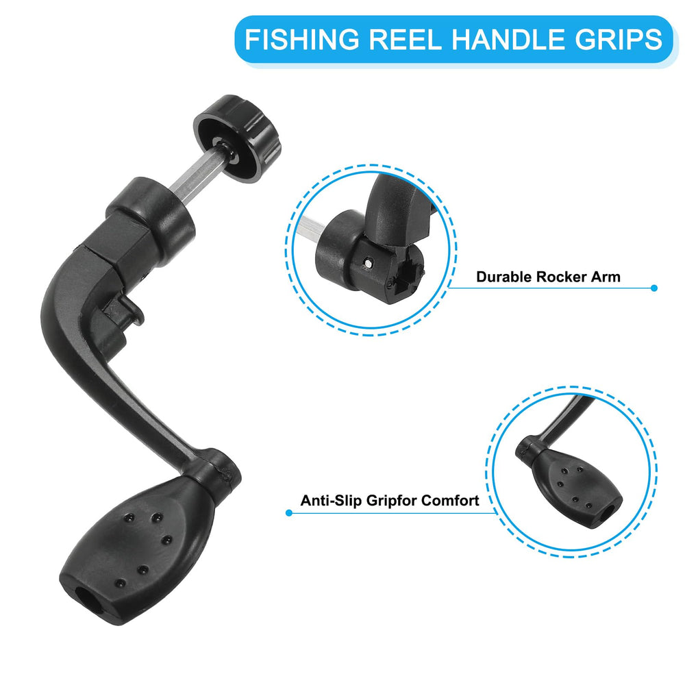 Durable metal and plastic reel handle grip for fishing reels